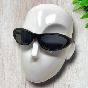 Vintage Swiss Army Sunglasses Wraparound Sport Shield Black Frames Black Lenses